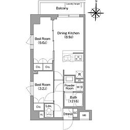 都営新宿線 大島駅 徒歩7分の賃貸マンション 3階2DKの間取り