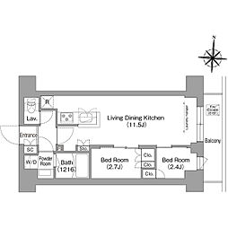 京急本線 青物横丁駅 徒歩5分の賃貸マンション 3階2LDKの間取り