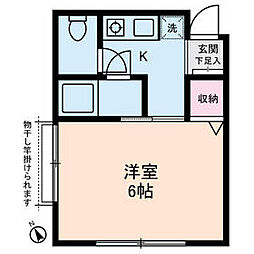 ヴィンテージ日ノ出町 2階1Kの間取り