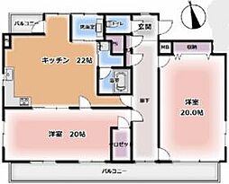 日興ビル小金井 5階2LDKの間取り