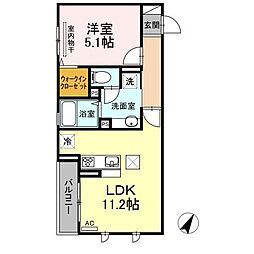 都営三田線 板橋区役所前駅 徒歩8分の賃貸アパート 1階1LDKの間取り