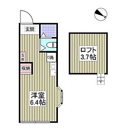 パレス杉田V 2階ワンルームの間取り