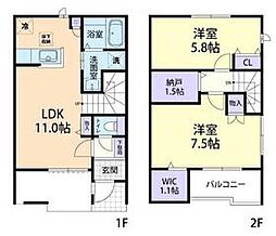 ドミール大島VII　Ｂ 1階2LDKの間取り