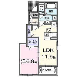 ヒカルサ東岩槻 1階1LDKの間取り