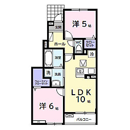 コンフォート　アークＡ 1階2LDKの間取り
