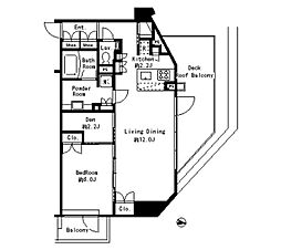JR山手線 目黒駅 徒歩7分の賃貸マンション 8階1LDKの間取り