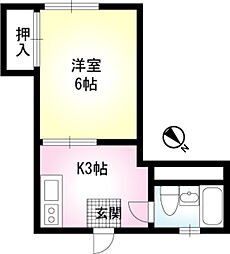 JR横須賀線 北鎌倉駅 徒歩10分の賃貸アパート 2階1Kの間取り