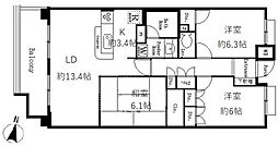 東武東上線 志木駅 徒歩7分の賃貸マンション 3階3LDKの間取り