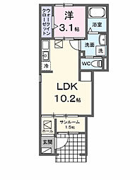 ヒカルサ刈谷東境町 1階1LDKの間取り