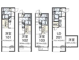 西武拝島線 東大和市駅 徒歩18分の賃貸アパート 2階ワンルームの間取り
