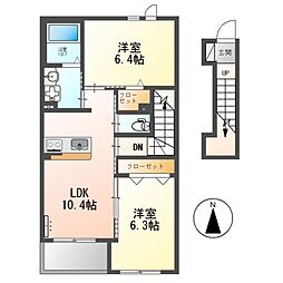 ＬｕＬｕ　Ａｉｎａ（ルルアイナ） 2階2LDKの間取り