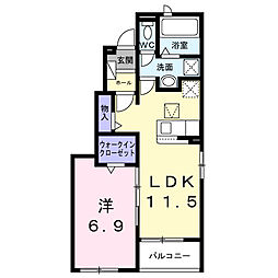 JR東北本線 小山駅 バス8分 下立木下車 徒歩7分の賃貸アパート 1階1LDKの間取り