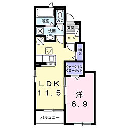 JR東北本線 小山駅 バス8分 下立木下車 徒歩7分の賃貸アパート 1階1LDKの間取り