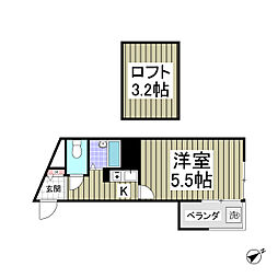 京急本線 南太田駅 徒歩11分の賃貸アパート 2階1Kの間取り