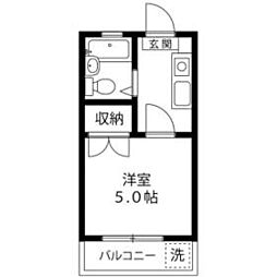 ルアーナ三鷹 2階1Kの間取り