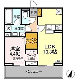 京成松戸線 みのり台駅 徒歩12分の賃貸アパート 3階1LDKの間取り