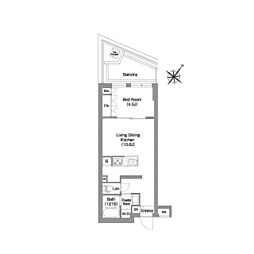 都営大江戸線 西新宿五丁目駅 徒歩10分の賃貸マンション 4階1LDKの間取り