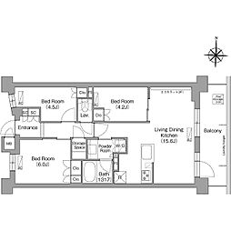 西武多摩湖線 八坂駅 徒歩8分の賃貸マンション 2階3LDKの間取り