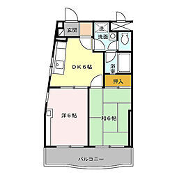 横浜市営地下鉄ブルーライン 弘明寺駅 徒歩5分の賃貸アパート 3階2DKの間取り