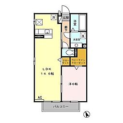 四日市あすなろう 南日永駅 徒歩5分の賃貸アパート 1階1LDKの間取り