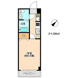京成本線 八千代台駅 徒歩4分の賃貸マンション 6階1Kの間取り