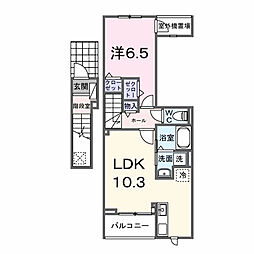 名古屋市営鶴舞線 塩釜口駅 徒歩20分の賃貸アパート 2階1LDKの間取り