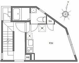 東京メトロ副都心線 氷川台駅 徒歩5分の賃貸マンション 1階ワンルームの間取り