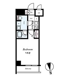 パティーナ住吉Tria 4階1Kの間取り