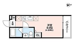レガロ 1階ワンルームの間取り