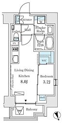 都営三田線 御成門駅 徒歩3分の賃貸マンション 12階1LDKの間取り