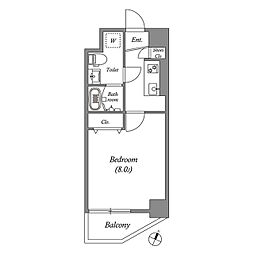 都営浅草線 浅草駅 徒歩5分の賃貸マンション 5階1Kの間取り