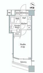 JR山手線 新宿駅 徒歩8分の賃貸マンション 12階1Kの間取り