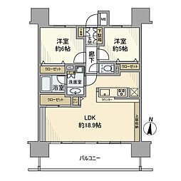 レーベンリヴァーレ　リバー・スイート 13階2LDKの間取り