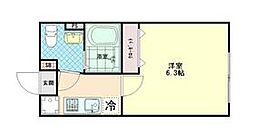 東武東上線 上福岡駅 徒歩11分の賃貸アパート 2階1Kの間取り