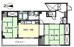 西武池袋線 石神井公園駅 バス8分 三原台北下車 徒歩3分の賃貸マンション 1階2DKの間取り