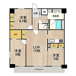 JR東海道・山陽本線 新大阪駅 徒歩4分の賃貸マンション 13階3LDKの間取り