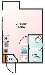 東京メトロ副都心線 東新宿駅 徒歩4分の賃貸アパート 2階ワンルームの間取り