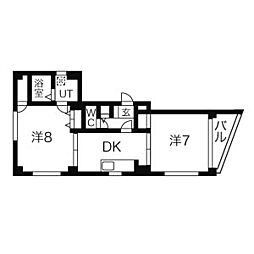JR山手線 大塚駅 徒歩3分の賃貸マンション 6階2DKの間取り