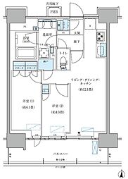 都営新宿線 西大島駅 徒歩4分の賃貸マンション 13階2LDKの間取り