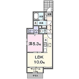 マイコート　Ｈａｒｕ 1階1LDKの間取り