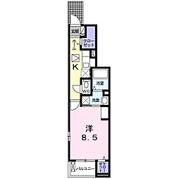 グランクレールD 1Kの間取図画像