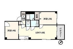 福室ビルディング 4階2LDKの間取り