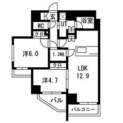 東武東上線 中板橋駅 徒歩5分の賃貸マンション 6階2SLDKの間取り