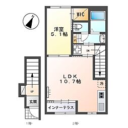 Ｇｒａｎｄ　Ｐｏｉｒｅ 2階1LDKの間取り