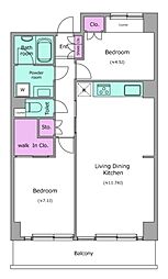 レジディア芝浦 11階3DKの間取り