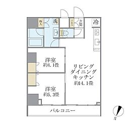 都営三田線 本蓮沼駅 徒歩2分の賃貸マンション 1階2LDKの間取り