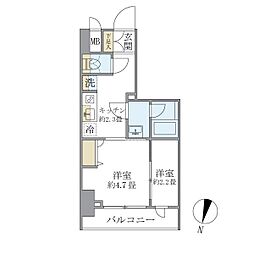都営三田線 本蓮沼駅 徒歩2分の賃貸マンション 3階2Kの間取り