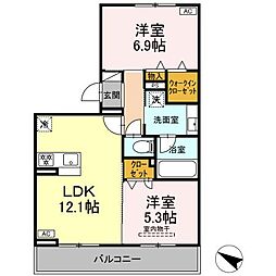 名鉄名古屋本線 新安城駅 徒歩18分の賃貸アパート 3階2LDKの間取り