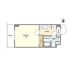 東武伊勢崎線 西新井駅 徒歩6分の賃貸マンション 6階1Kの間取り