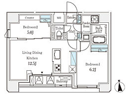 東京メトロ千代田線 湯島駅 徒歩5分の賃貸マンション 9階2LDKの間取り